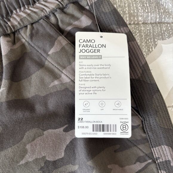 ATHLETA WOMEN'S BLACK OLIVE GREEN ELASTIC WAIST CAMO JOGGER PANTS Plus Size 22 - Picture 2 of 8